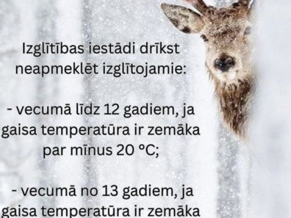 Par skolas apmeklētību aukstā laikā